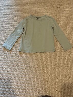 H&M Kids Toddler 3/4T Light Sage Green Long Sleeve Cotton Tee